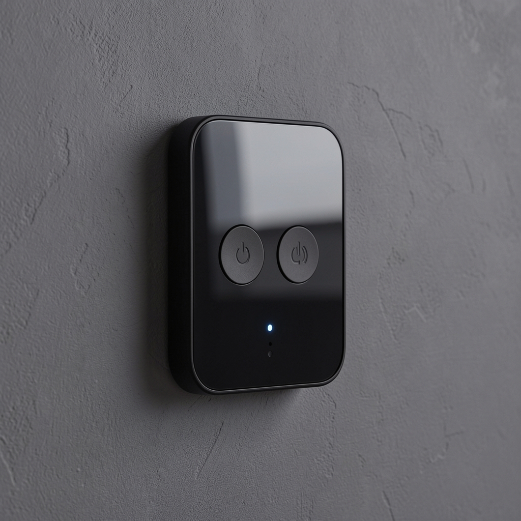 Panou touch smart Aqara H1 negru geam dreptunghiular cu 2 butoane tactile și indicator LED pe perete gri antracit