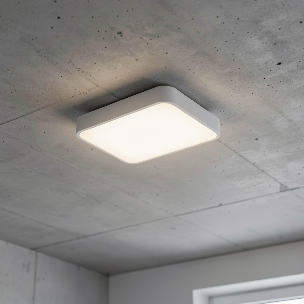 Plafonieră LED smart OSRAM SMART PLUS Spot dreptunghiulară cu finisaj alb mat montată pe tavan beton
