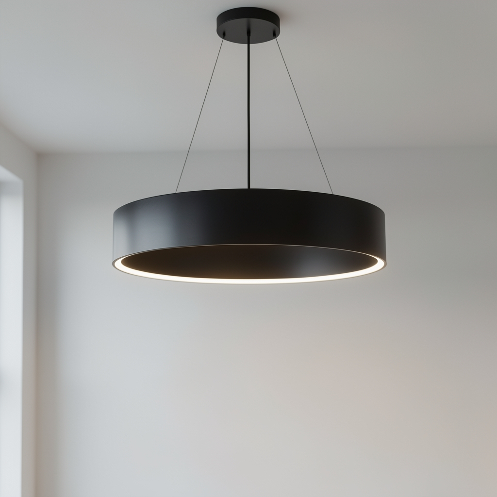 Lustru LED Philips Hue Amaze suspendat, design modern din metal negru mat, 60W echivalent, control vocal și aplicație mobilă