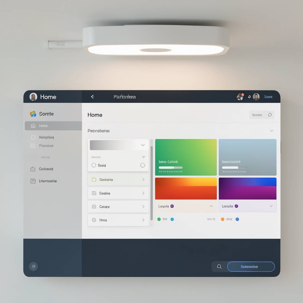 Interfața aplicației Xiaomi Mi Home pentru control plafoniera smart, setare culoare și intensitate