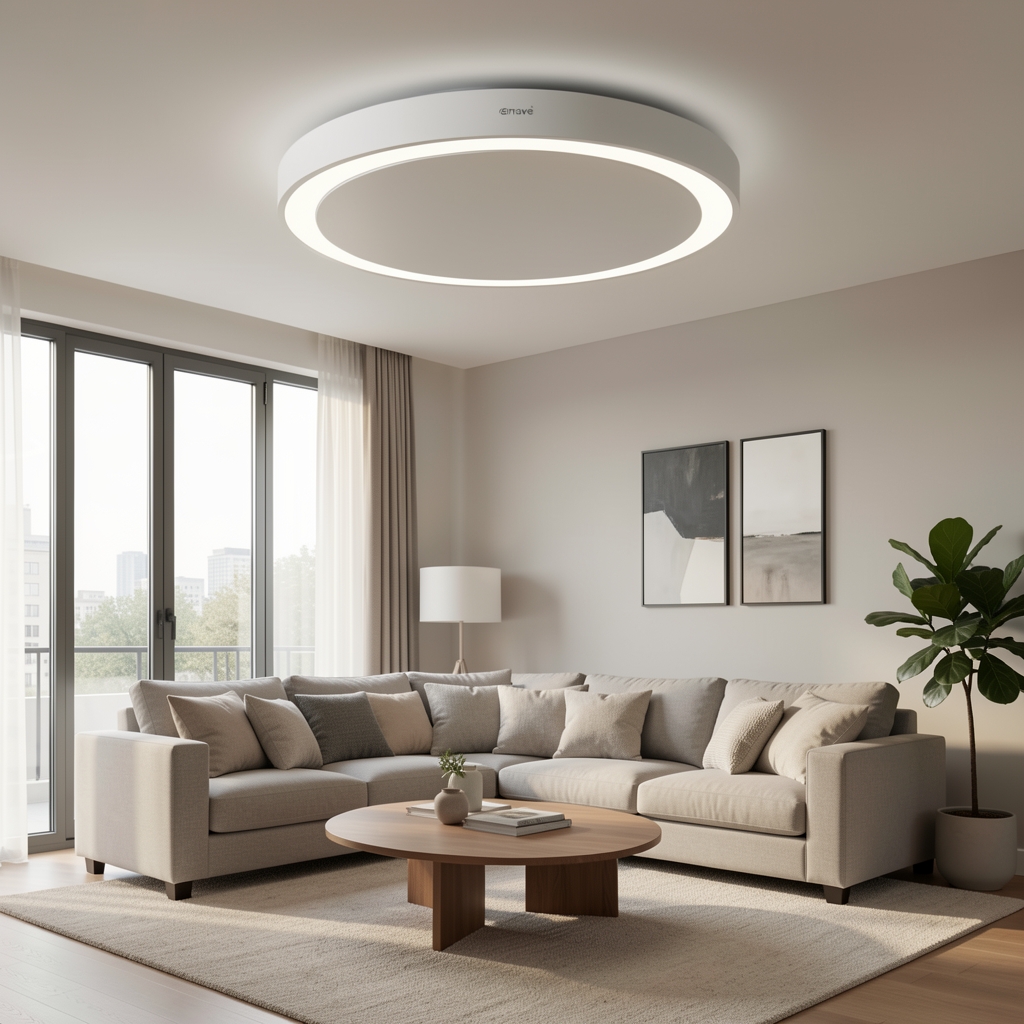 Plafoniera inteligentă Philips Hue Enrave mare, albă, cu conexiune Bluetooth și Zigbee, design circular modern pentru living
