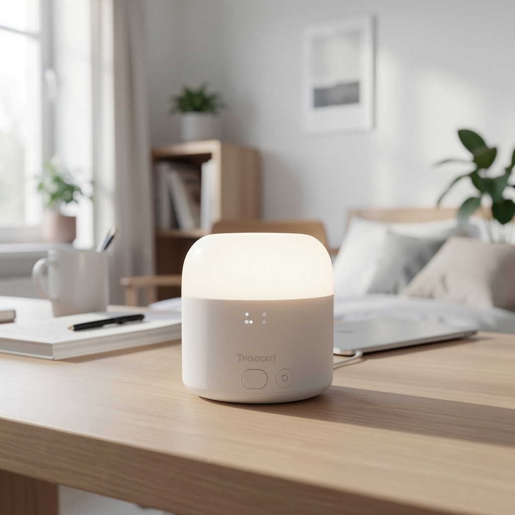 Veioză smart IKEA Tradfri cu bec LED E14 wireless, control prin aplicație, design modern scandinav alb pentru birou sau dormitor